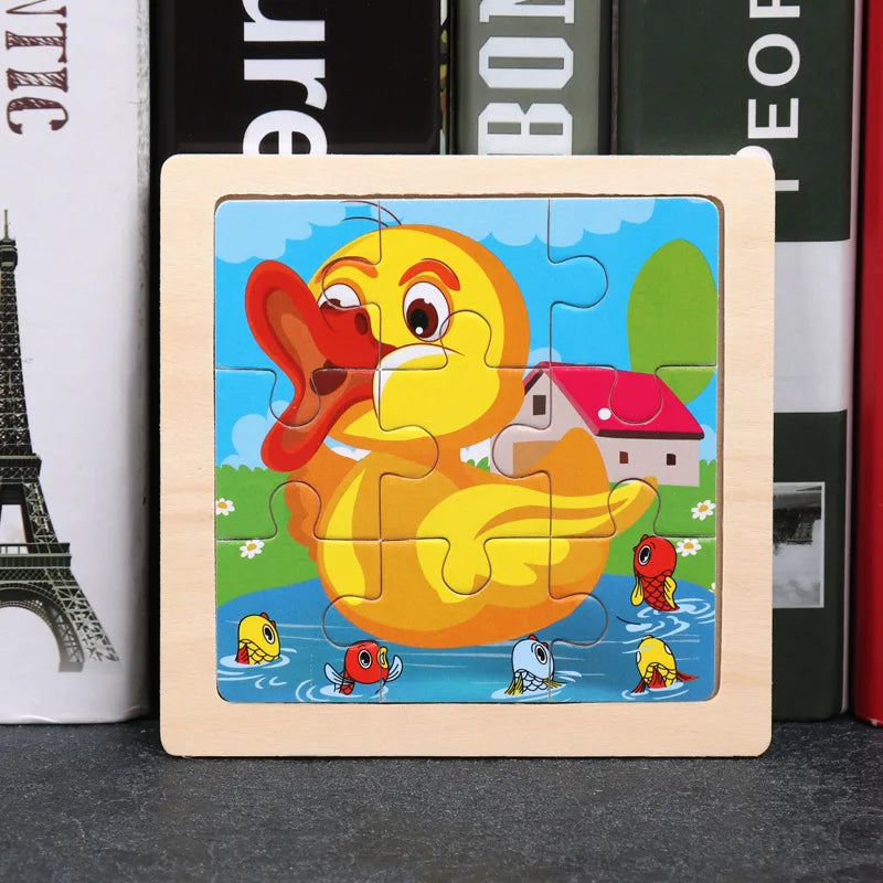 Wooden 3D Animal Puzzle for Kids – Educational & Compact Toy by YunDuo BaBy