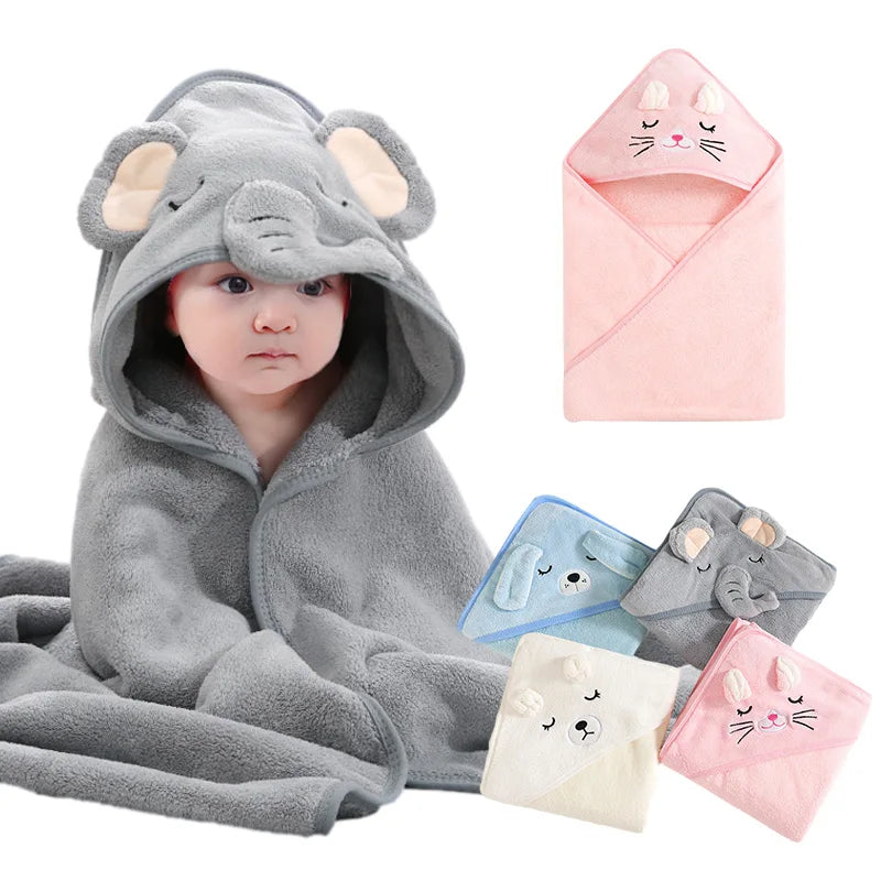 Cartoon Baby Hooded Bath Towel – Soft Newborn Bathrobe & Swaddle Wrap for Boys & Girls 2023