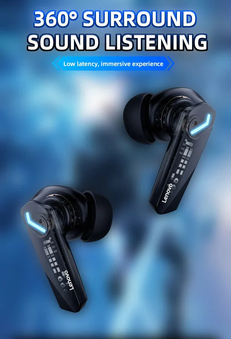 Original Lenovo GM2 Pro 5.3 Bluetooth Wireless Earbuds – Low Latency Gaming Headset with HD Call & Mic