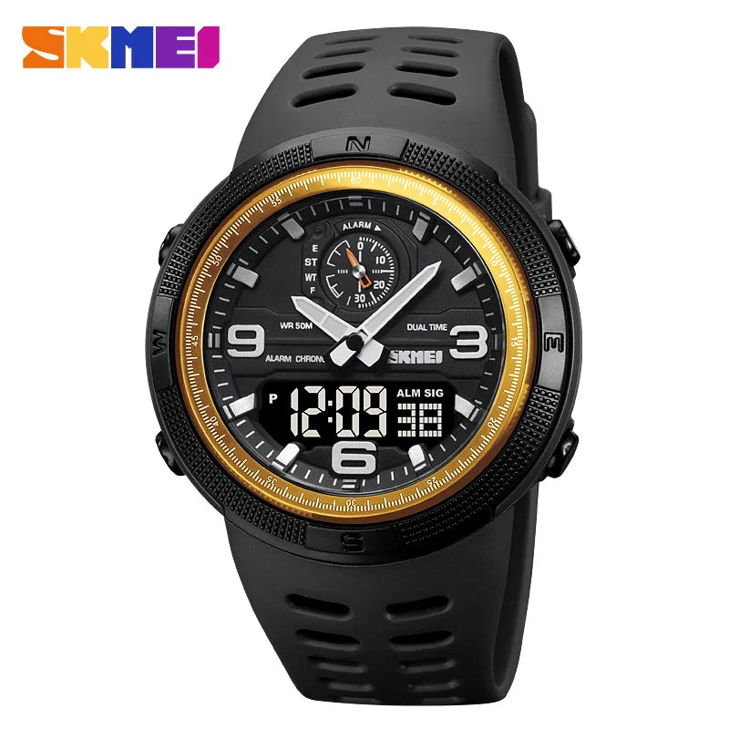 SKMEI 1655 Outdoor Sports Men's Electronic Watch – Dual Display Multifunctional Waterproof Exploration Watch