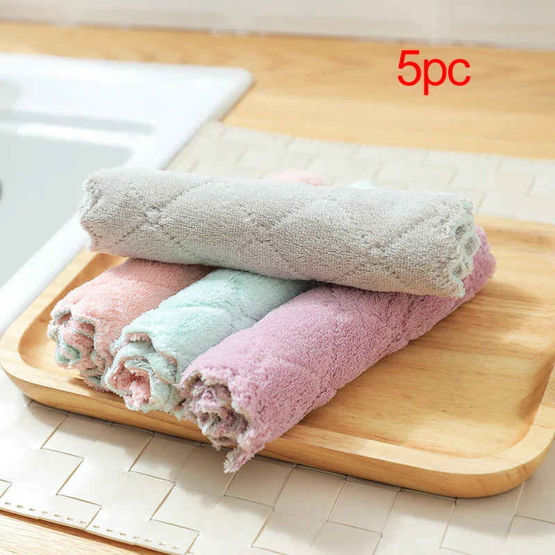 5/10PC Super Absorbent Microfiber Dish Cloths – Kitchen Cleaning Towel Set for Household Use