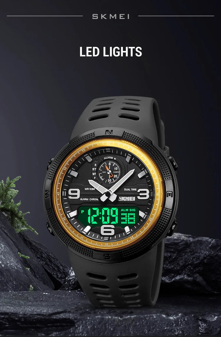 SKMEI 1655 Outdoor Sports Men's Electronic Watch – Dual Display Multifunctional Waterproof Exploration Watch