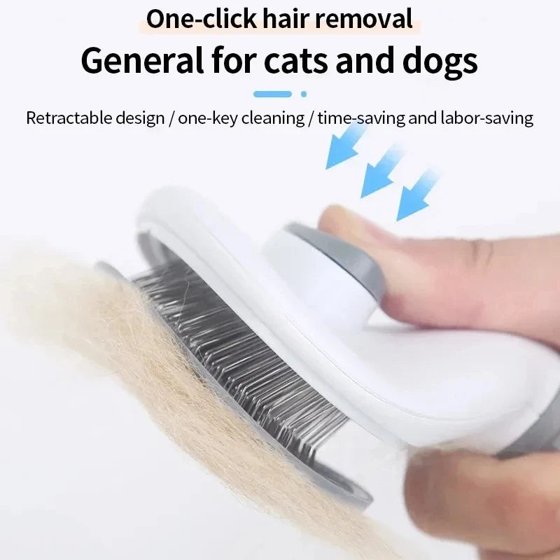 Self-Cleaning Pet Hair Removal Comb – Cat Slicker Brush & Dog Grooming Brush for Effective Fur Removal