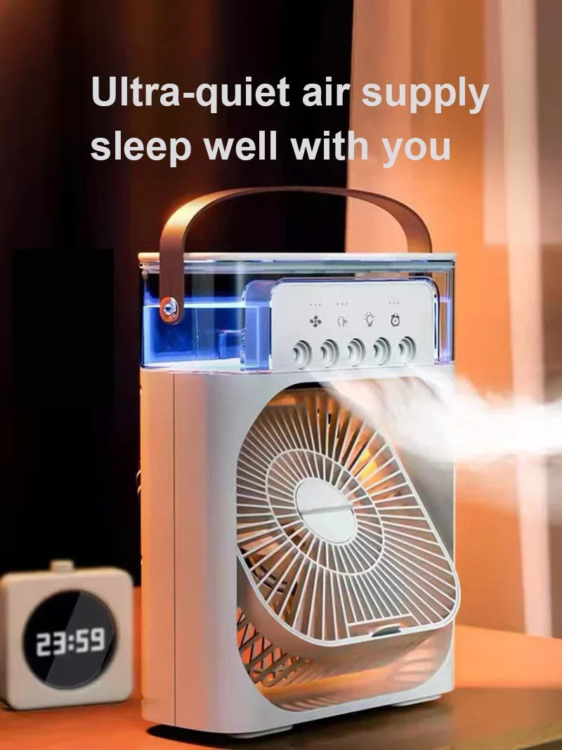 Xiaomi Mijia 3-in-1 Portable Desk Fan – USB Air Conditioner, Night Light, and Hydro Water Mist Adjustment, Silent 3-Speed Fan for Home