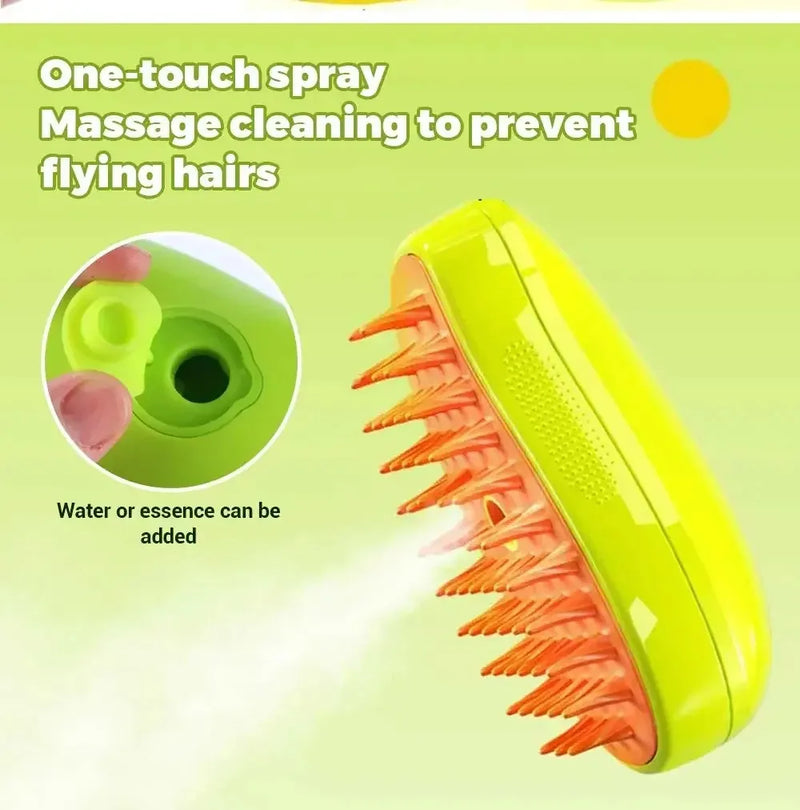 3-in-1 Cat & Dog Steamy Brush – Electric Pet Grooming Tool with Sprayer & Massage Comb