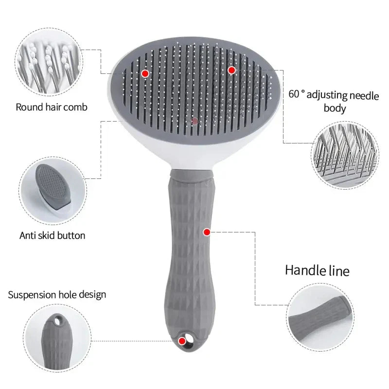 Self-Cleaning Pet Hair Removal Comb – Cat Slicker Brush & Dog Grooming Brush for Effective Fur Removal