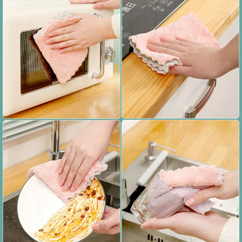 5/10PC Super Absorbent Microfiber Dish Cloths – Kitchen Cleaning Towel Set for Household Use