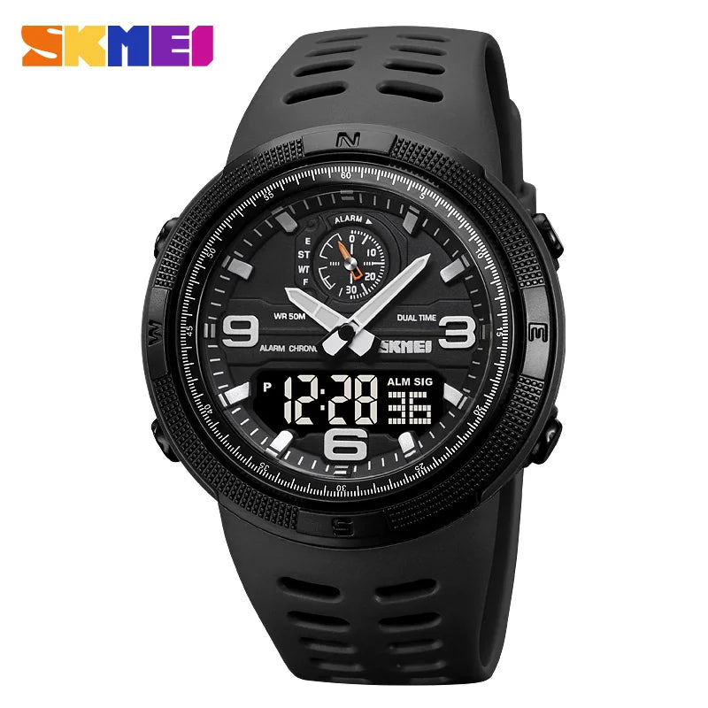 SKMEI 1655 Outdoor Sports Men's Electronic Watch – Dual Display Multifunctional Waterproof Exploration Watch